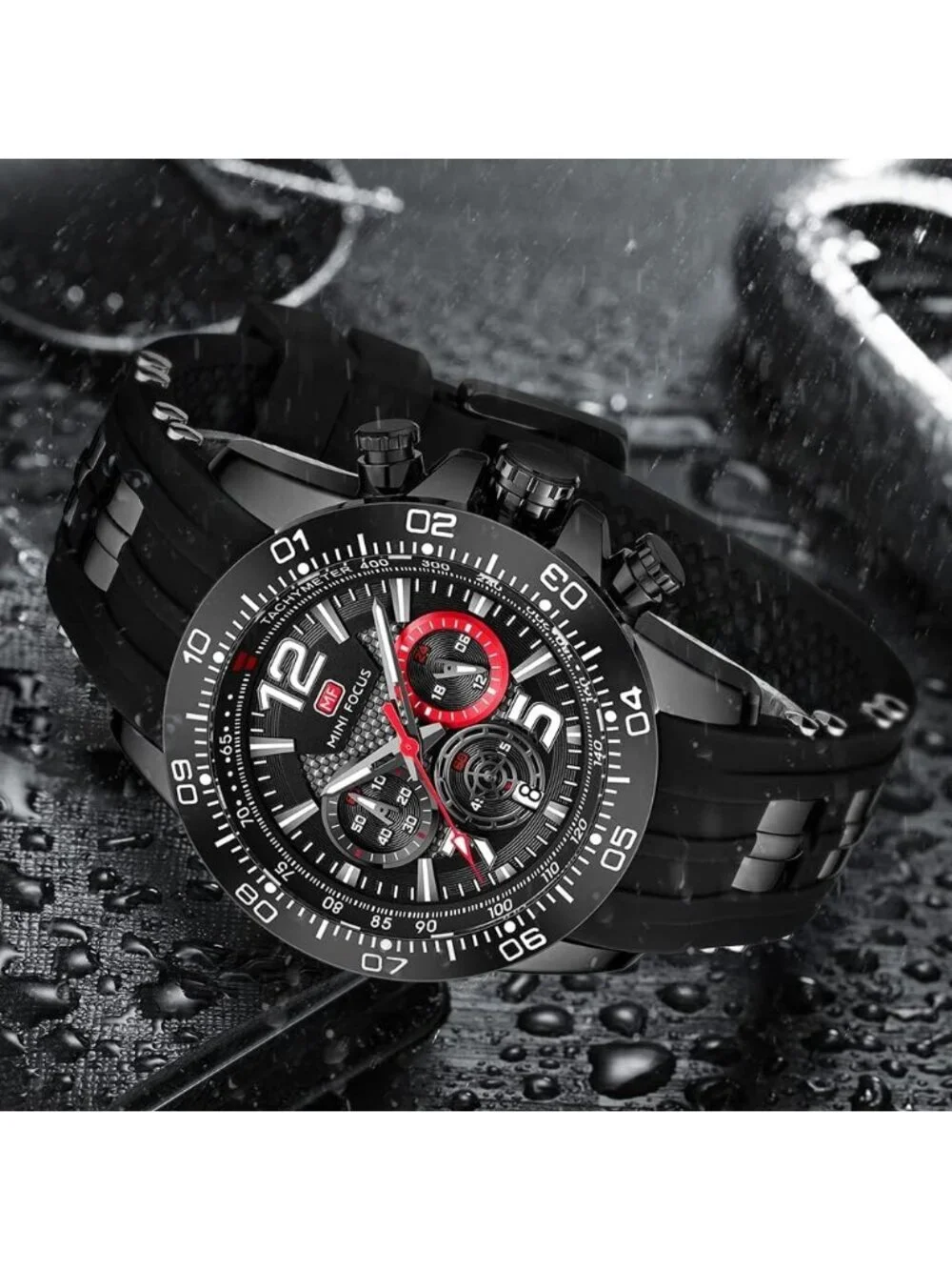 Mens All Black Analog Quartz Waterproof Chronograph Classic Stylish Casual Watch